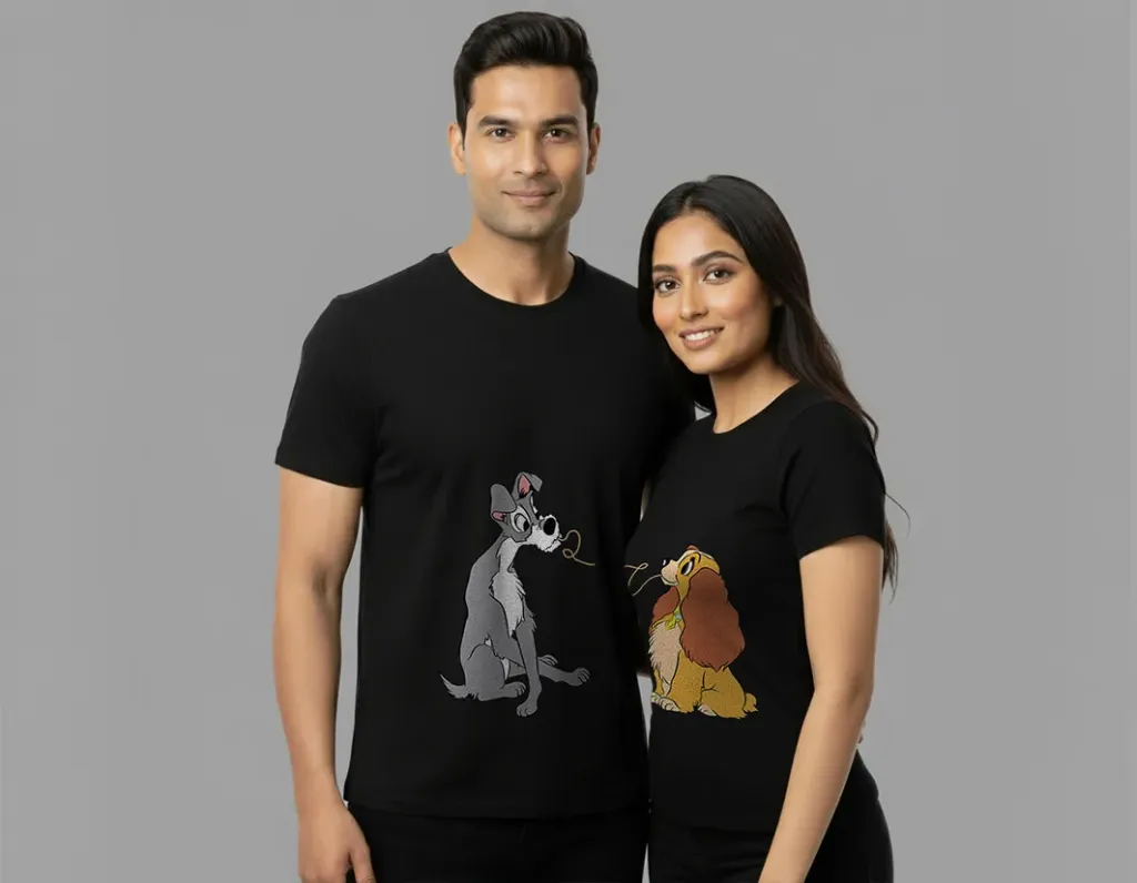 COUPLE CARTOON TEE (Black, S, S)